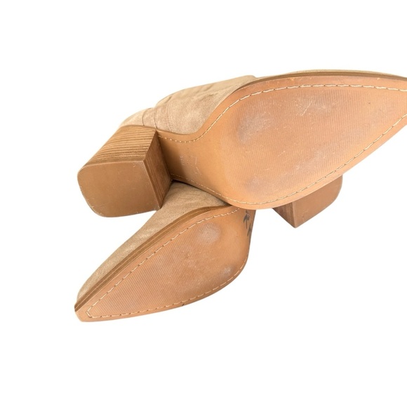 MARC FISHER OSHAY SUEDE LEATHER WESTERN BOOTIES NUDE SZ 9.5 chic boho country - Picture 7 of 9